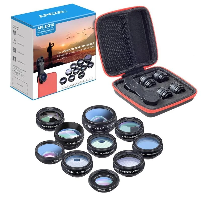 Kit de lentes Apexel DG10 P/Celular