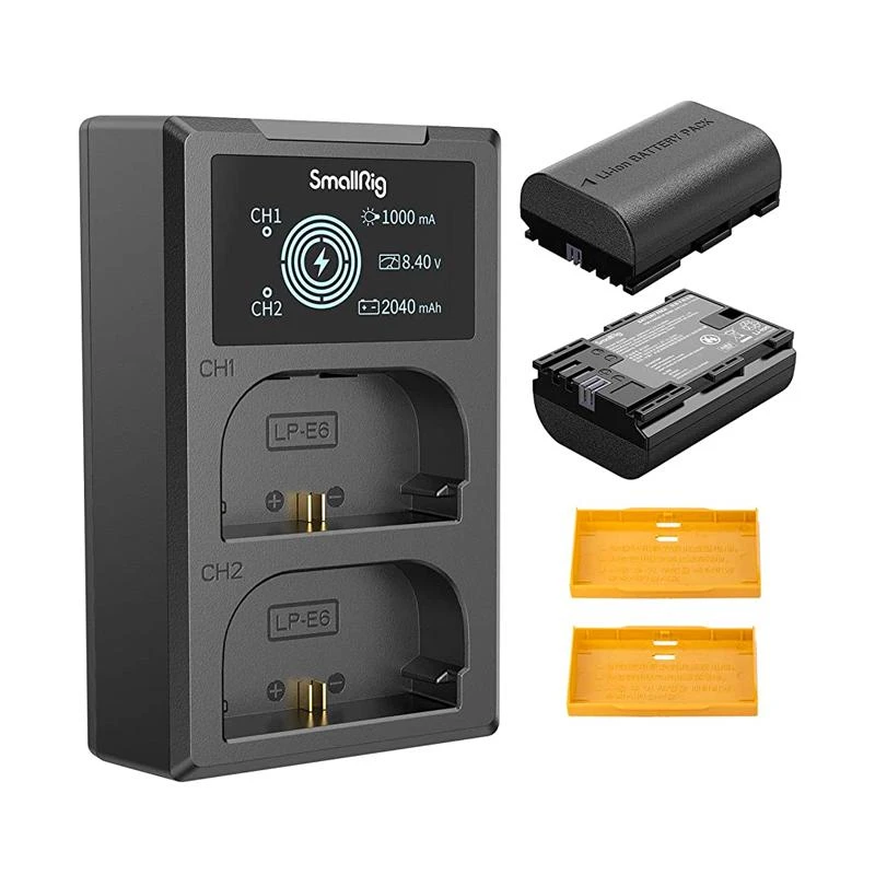 LP-E6NH Carregador Duplo SMALLRIG  + 2 Baterias 