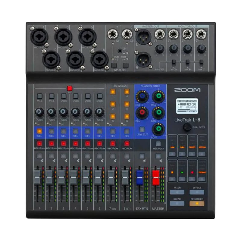 Mixer de Áudio Zoom LiveTrak L8