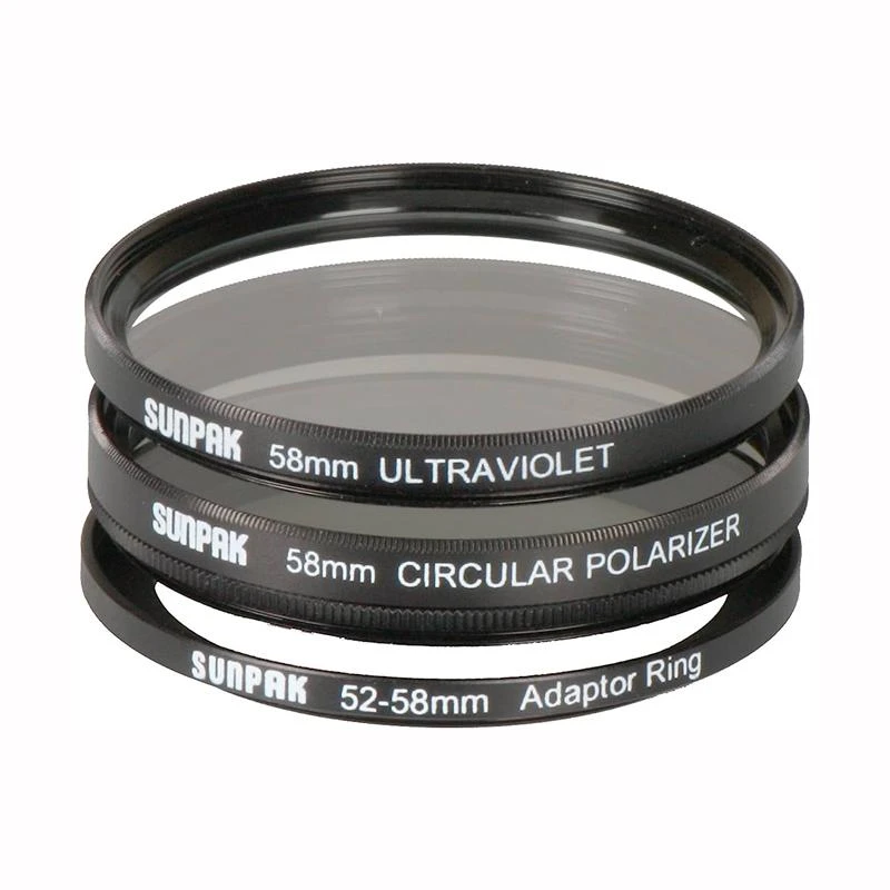 Kit Filtro Sunpak 52mm - 58mm UV e polarizado 